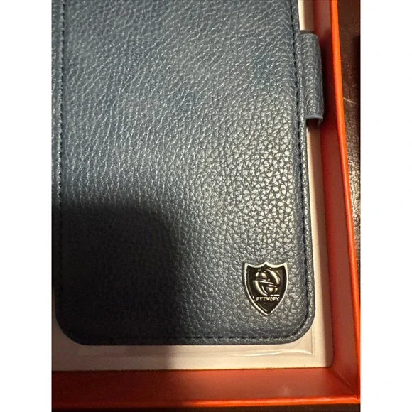 PYTWOPY London Navy Blue Leather Wallet Folio Phone Case with Screen Protector - Picture 3 of 5